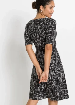 Damen bonprix Bekleidung·Pullover & Strickjacken|Kleider|Bedrucktes Jersey-Kleid mit Drapierung