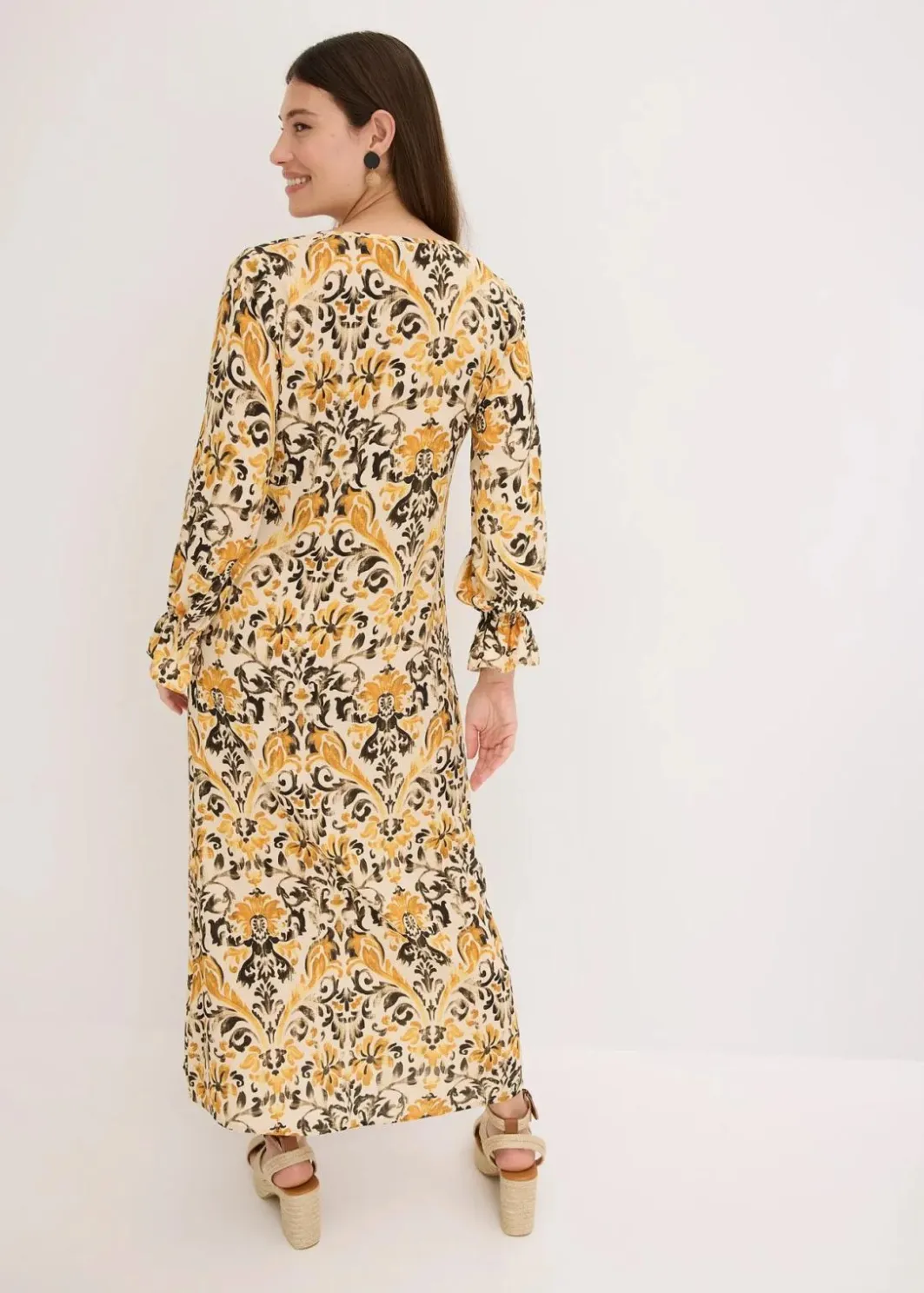 Damen bonprix Nachhaltigere Materialien|Kleider|bedrucktes Kaftan-Kleid aus fließender Viskose