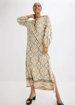New bedrucktes Kaftan-Kleid aus fließender Viskose Damen Bekleidung·Pullover & Strickjacken|Nachhaltigere Materialien