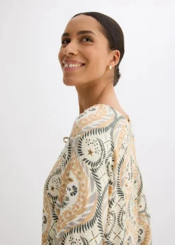 New bedrucktes Kaftan-Kleid aus fließender Viskose Damen Bekleidung·Pullover & Strickjacken|Nachhaltigere Materialien