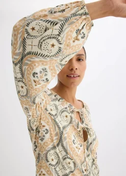 New bedrucktes Kaftan-Kleid aus fließender Viskose Damen Bekleidung·Pullover & Strickjacken|Nachhaltigere Materialien