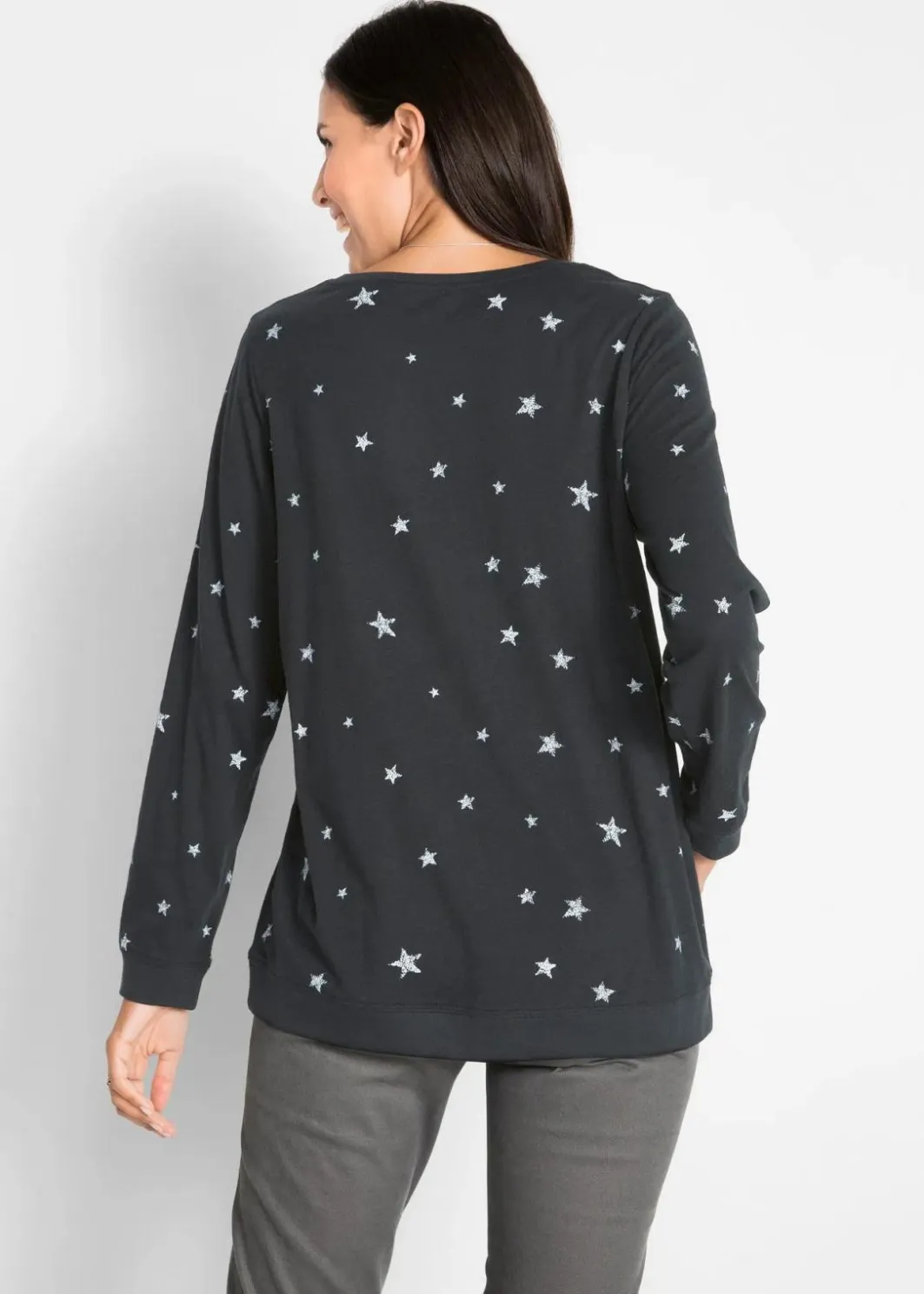 Bedrucktes Langarmshirt aus Baumwolle Damen Shirts & Tops