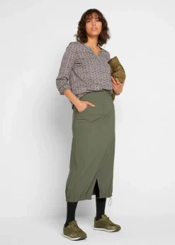 Bedrucktes Langarmshirt mit Henley-Kragen Damen Shirts & Tops