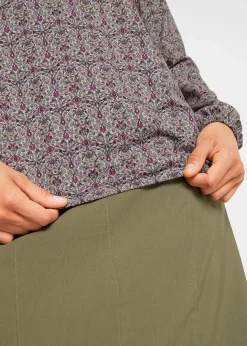 Bedrucktes Langarmshirt mit Henley-Kragen Damen Shirts & Tops