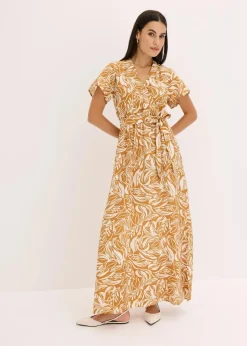 Outlet bedrucktes Maxikleid aus Viskose-Mix Damen Nachhaltigere Materialien|Kleider