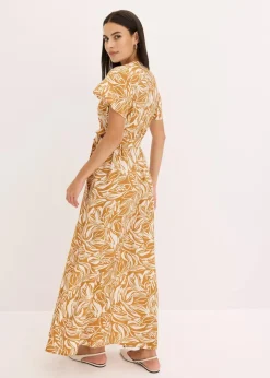 Outlet bedrucktes Maxikleid aus Viskose-Mix Damen Nachhaltigere Materialien|Kleider