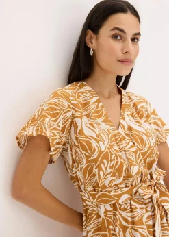 Outlet bedrucktes Maxikleid aus Viskose-Mix Damen Nachhaltigere Materialien|Kleider