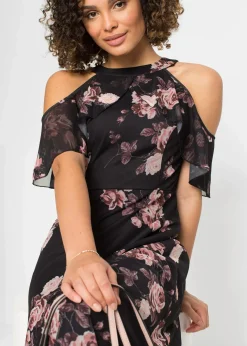 Clearance Bedrucktes Mesh-Maxikleid Damen Bekleidung·Pullover & Strickjacken|Kleider