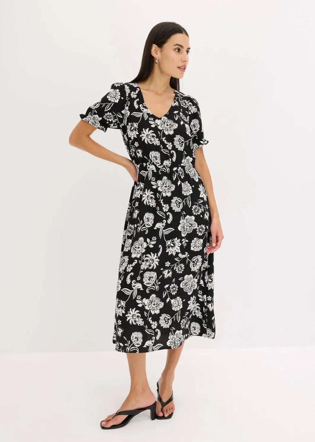 Hot bedrucktes Midikleid Damen Bekleidung·Pullover & Strickjacken|Kleider