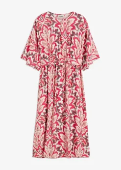 Damen bonprix Kleider|bedrucktes Midikleid aus Viskose-Mix