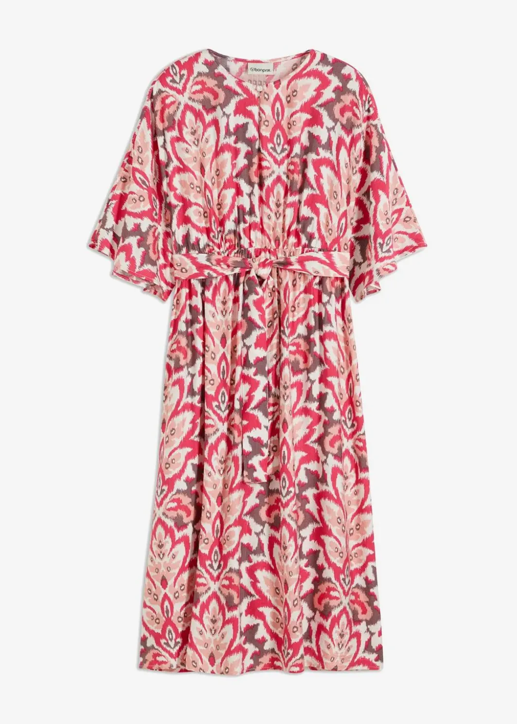 Damen bonprix Kleider|bedrucktes Midikleid aus Viskose-Mix