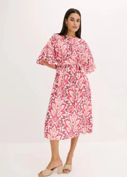 Damen bonprix Kleider|bedrucktes Midikleid aus Viskose-Mix