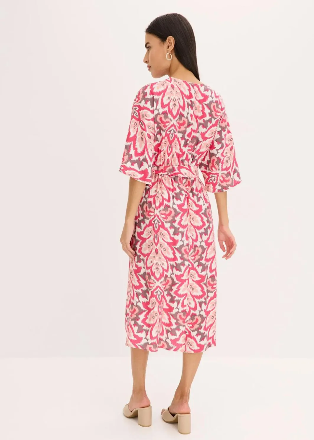 Damen bonprix Kleider|bedrucktes Midikleid aus Viskose-Mix