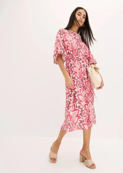 Damen bonprix Kleider|bedrucktes Midikleid aus Viskose-Mix