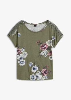 Hot Bedrucktes Shirt mit Spitze Damen Shirts & Tops