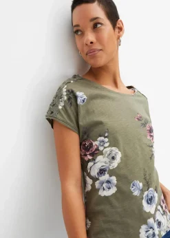 Hot Bedrucktes Shirt mit Spitze Damen Shirts & Tops