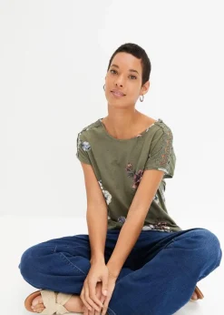 Hot Bedrucktes Shirt mit Spitze Damen Shirts & Tops