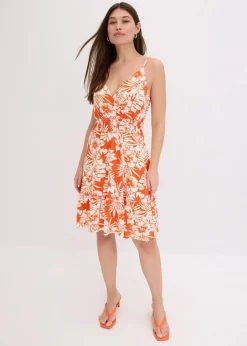 Outlet bedrucktes Trägerkleid aus softem Viskose-Mix Damen Bekleidung·Pullover & Strickjacken|Kleider