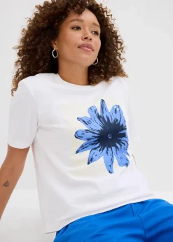 Damen bonprix Shirts & Tops|Nachhaltigere Materialien|Bedrucktes T-Shirt aus reiner Baumwolle