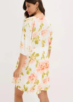 Damen bonprix Bekleidung·Pullover & Strickjacken|Kleider|bedrucktes Tunika-Kleid aus fließender Viskose