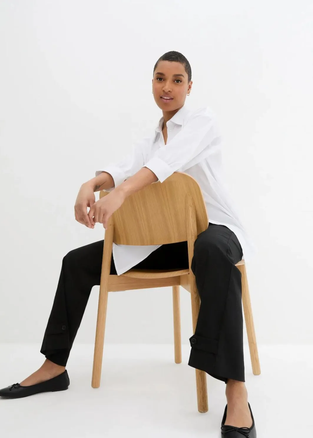 Damen bonprix Kurzgrößen|Bekleidung·Kleider|Bengalin-Stretch-Hose mit Bequembund
