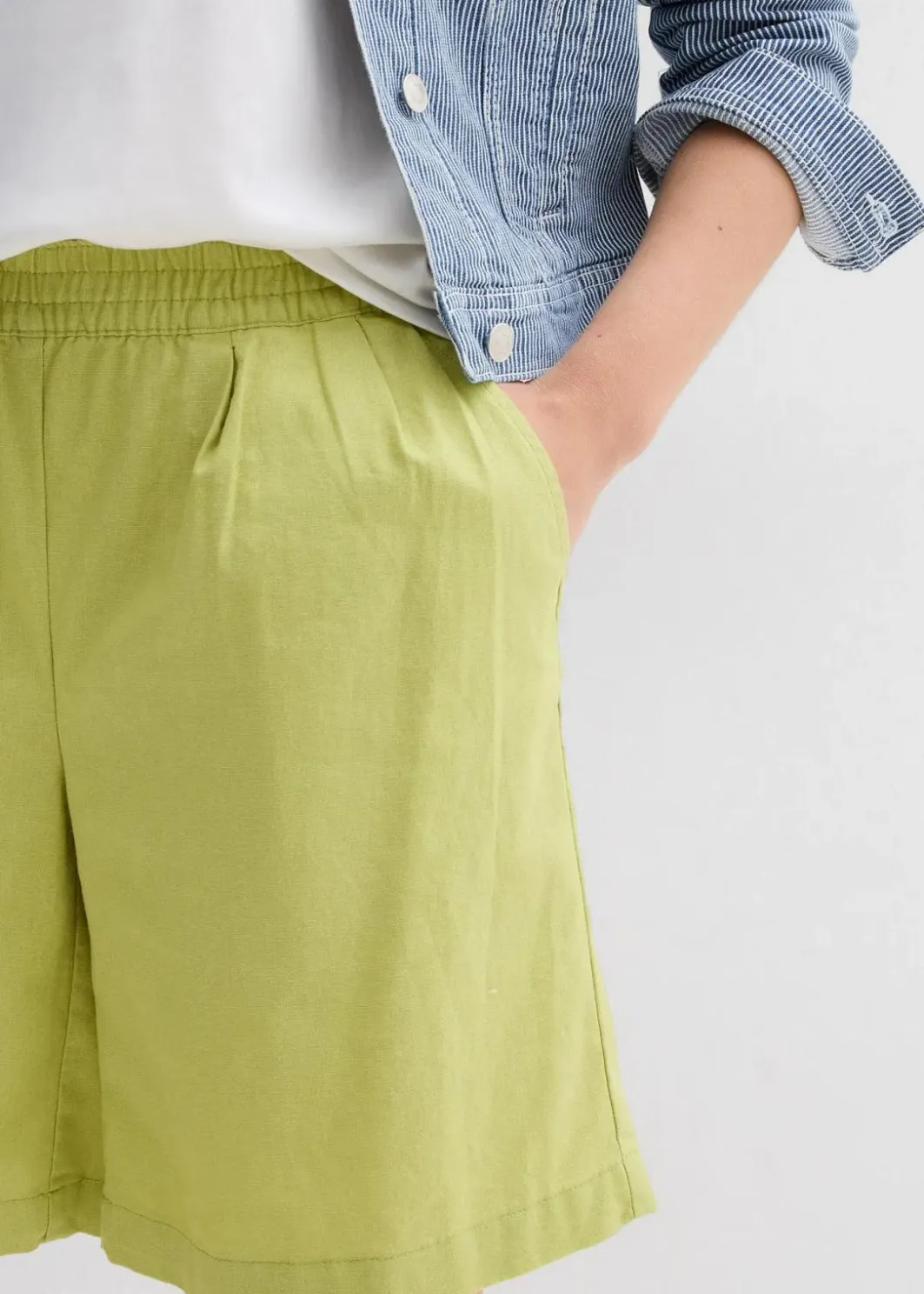 Damen bonprix Nachhaltigere Materialien|Hosen|Bermuda aus Leinen-Baumwoll-Mix