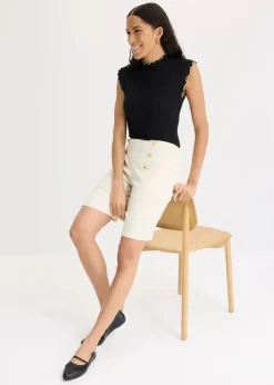 Clearance Bermuda mit dekorativen Knöpfen Damen Bekleidung·Outdoorbekleidung|Bekleidung·Kleider