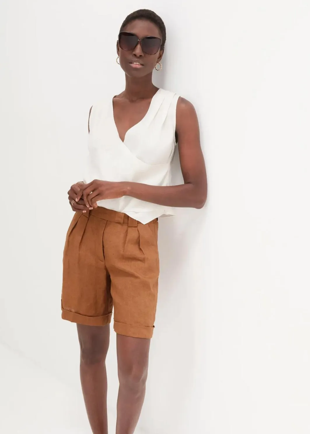 Damen bonprix Bekleidung·Outdoorbekleidung|Bekleidung·Kleider|Bermudashorts aus reinem Leinen
