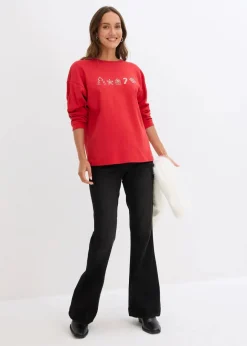 Discount Besticktes Weihnachts-Langarmshirt, oversized Damen Shirts & Tops