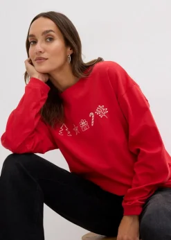Discount Besticktes Weihnachts-Langarmshirt, oversized Damen Shirts & Tops