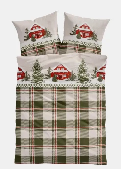 Discount Bettwäsche mit Häusern und Karos Bettwäsche|Weihnachtsdeko & -Textilien·Bettwäsche