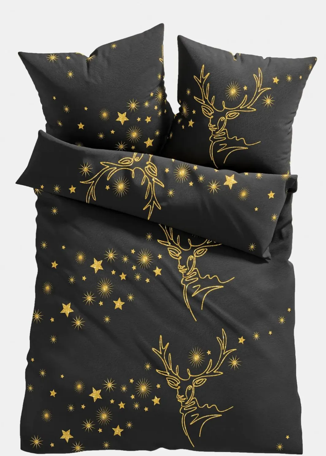 bonprix Bettwäsche|Weihnachtsdeko & -Textilien·Bettwäsche|Bettwäsche mit Sternen und Hirsch