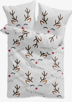 bonprix Bettwäsche|Weihnachtsdeko & -Textilien·Bettwäsche|Bettwäsche mit witzigem Rentier-Motiv und Schriftzug