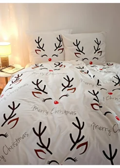 bonprix Bettwäsche|Weihnachtsdeko & -Textilien·Bettwäsche|Bettwäsche mit witzigem Rentier-Motiv und Schriftzug