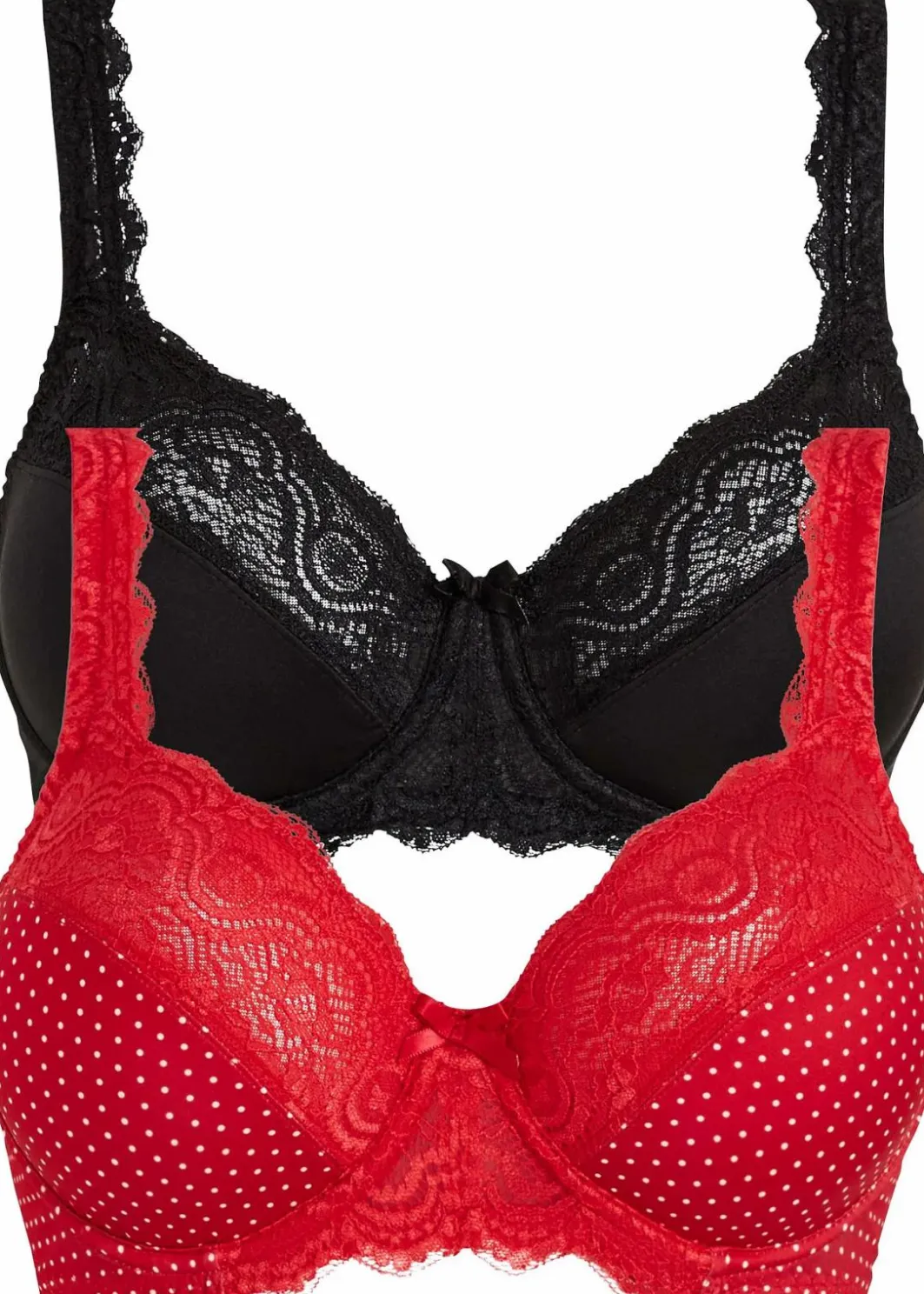 New Bügel-BH mit zarter Spitze (2er Pack) Damen Große Cups D-H|Nachhaltigere Materialien