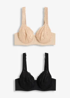 Discount Bügel-BH mit zarter Spitze (2er Pack) Damen Wäsche·Dessous|Wäsche·Große Cups D-H