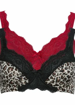 Sale Bügel-BH mit zarter Spitze (2er Pack) Damen Große Cups D-H|Nachhaltigere Materialien
