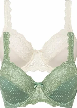 Bügel-BH mit zarter Spitze (2er Pack) Damen Große Cups D-H|Nachhaltigere Materialien