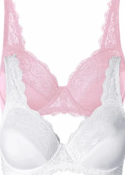 Damen bonprix Große Cups D-H|Nachhaltigere Materialien|Bügel-BH mit zarter Spitze (2er Pack)