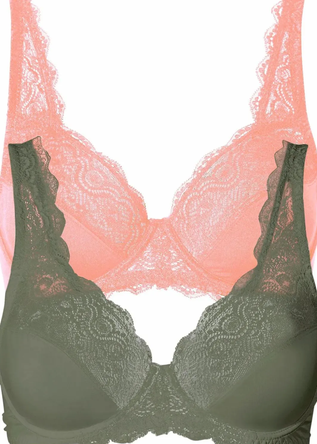 Hot Bügel-BH mit zarter Spitze (2er Pack) Damen Große Cups D-H|Nachhaltigere Materialien