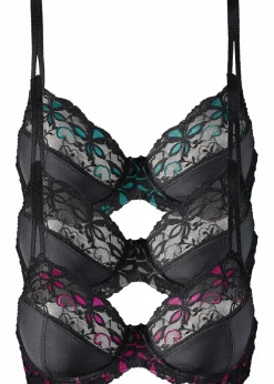 Damen bonprix Große Cups D-H|Nachhaltigere Materialien|Bügel-BH mit zarter Spitze (3er Pack)