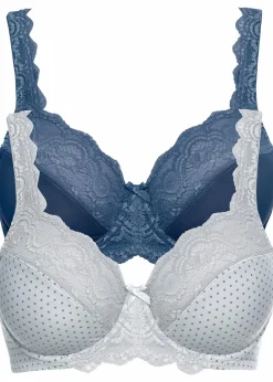 Sale Bügel-BH mit zarter Spitze (2er Pack) Damen Große Cups D-H|Nachhaltigere Materialien