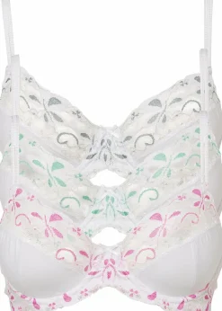 Damen bonprix Große Cups D-H|Nachhaltigere Materialien|Bügel-BH mit zarter Spitze (3er Pack)