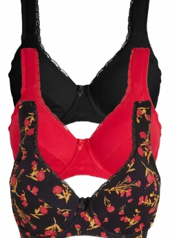 Damen bonprix Wäsche·Baumwollunterwäsche|Wäsche·Große Cups D-H|BH mit Bügel aus Bio-Baumwolle (3er Pack)