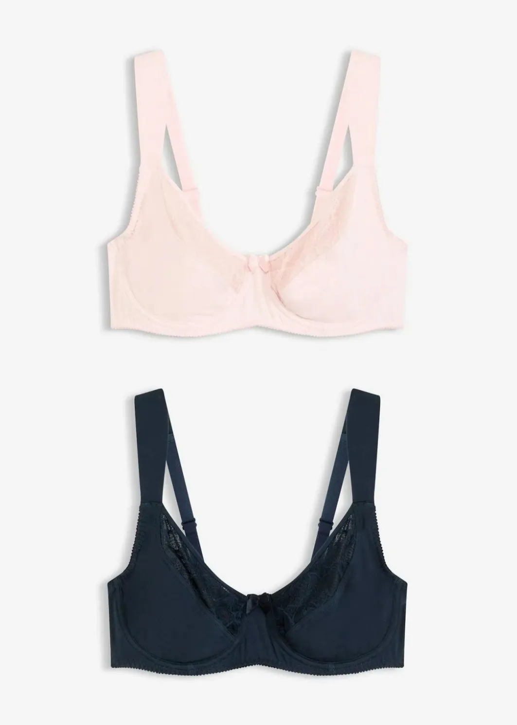 Damen bonprix Große Cups D-H|Nachhaltigere Materialien|BH mit Bügel mit Bio-Baumwolle und Spitze (2er Pack)