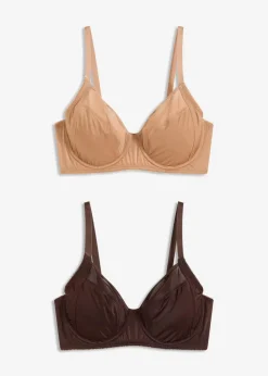 Damen bonprix Nachhaltigere Materialien|Bhs|BH mit Bügel mit Glanzeffekt (2er Pack)
