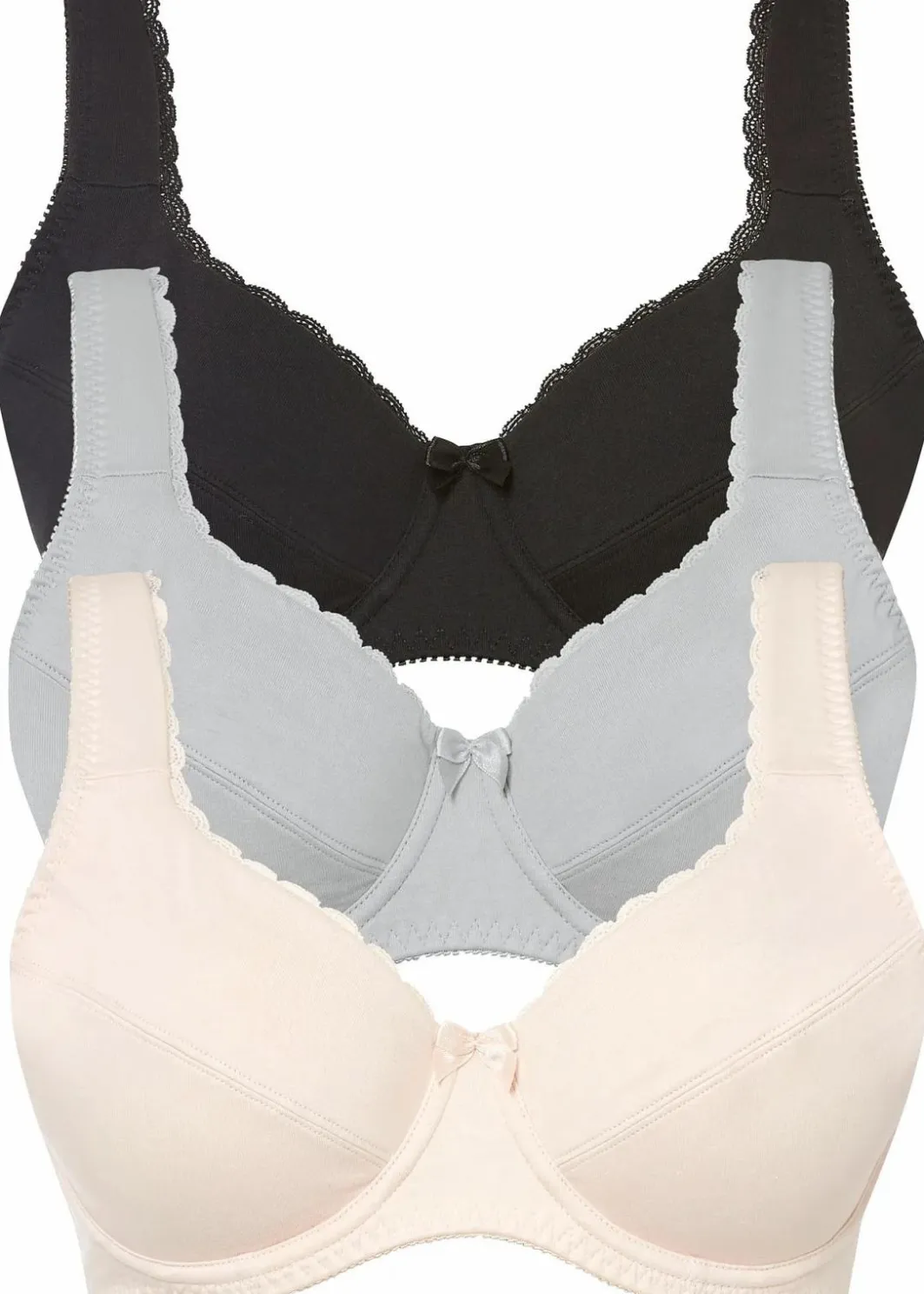 Damen bonprix Große Cups D-H|Bhs|BH mit Bügel mit weicher Bio-Baumwolle (3er Pack)