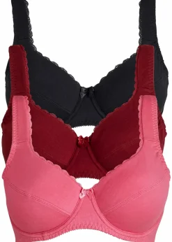 Damen bonprix Große Cups D-H|Bhs|BH mit Bügel mit weicher Bio-Baumwolle (3er Pack)