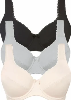 New BH mit Bügel mit weicher Bio-Baumwolle (3er Pack) Damen Große Cups D-H|Bhs