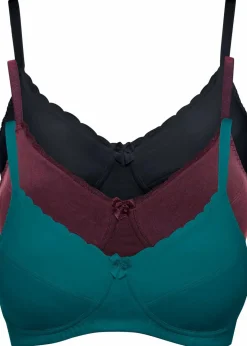 Damen bonprix Große Cups D-H|Bhs|BH ohne Bügel mit Baumwolle (3er Pack)